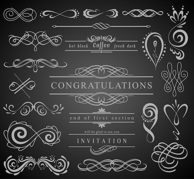 set of vintage decorations elements