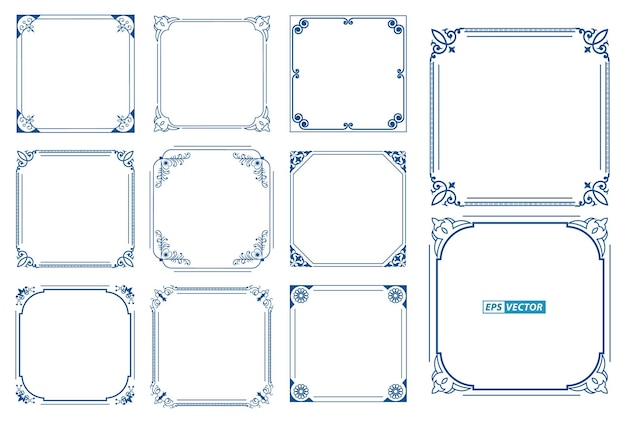 набор винтажных декоративных рамок или винтажных прямоугольных украшений или каллиграфической рамки в стиле ретро
