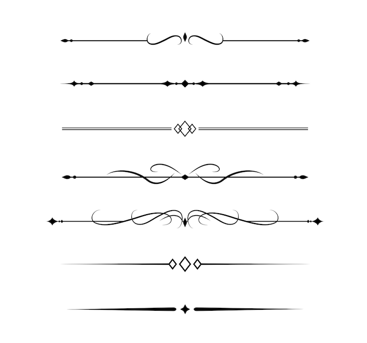 Vector set of vintage decorative lines text dividers line border lines separators vector illustration