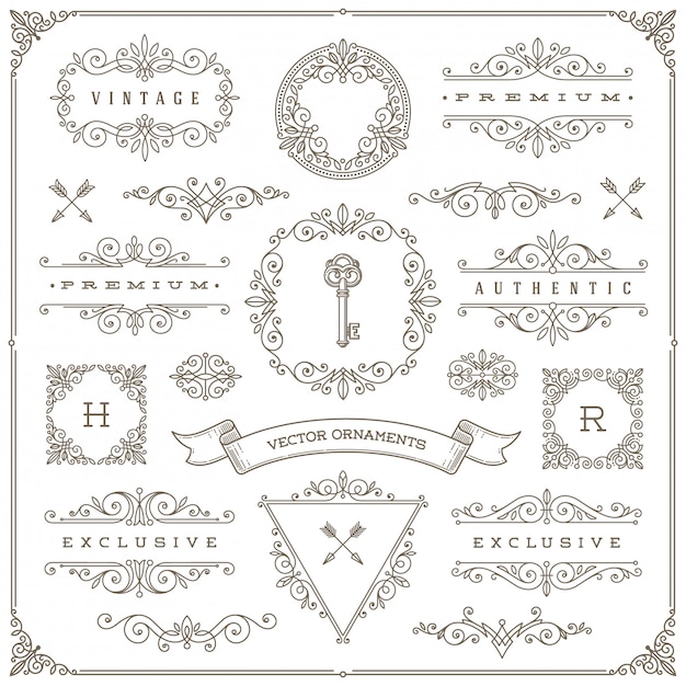 Vector set of vintage design elements