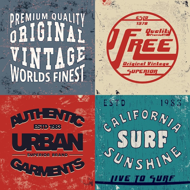 Vector set of vintage design print illustration