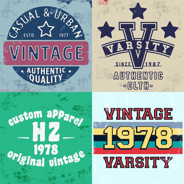 Set of vintage design print illustration