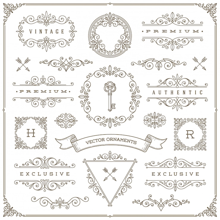 Vector set vintage designelementen