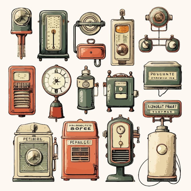 Vector set of vintage electrical machine