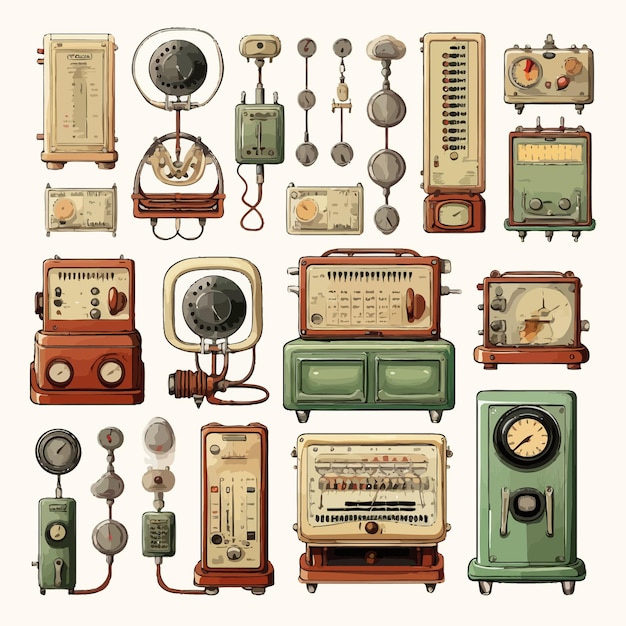 Vector set of vintage electrical machine