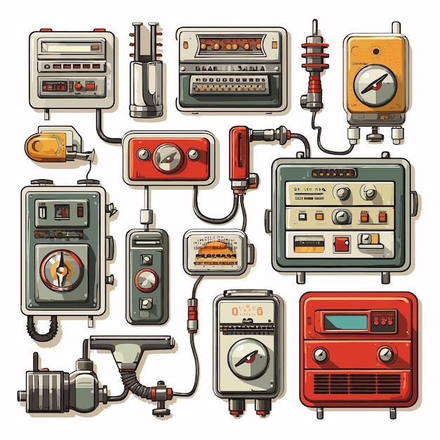 Vector set of vintage electrical machine