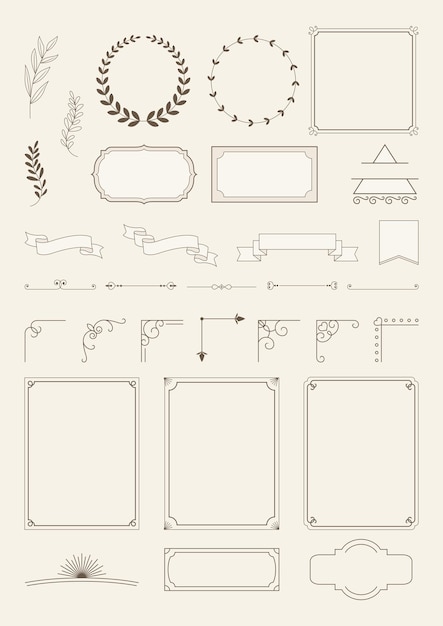 Set of vintage elements illustration