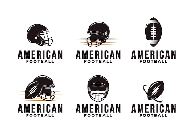 Set of vintage emblem american football sport logo with american football equipment