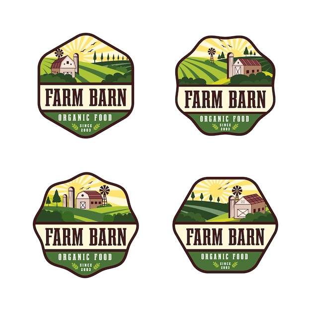 Set of vintage farm barn logo