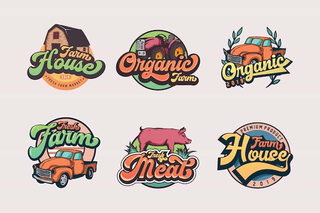 Set of vintage farmer logo templates