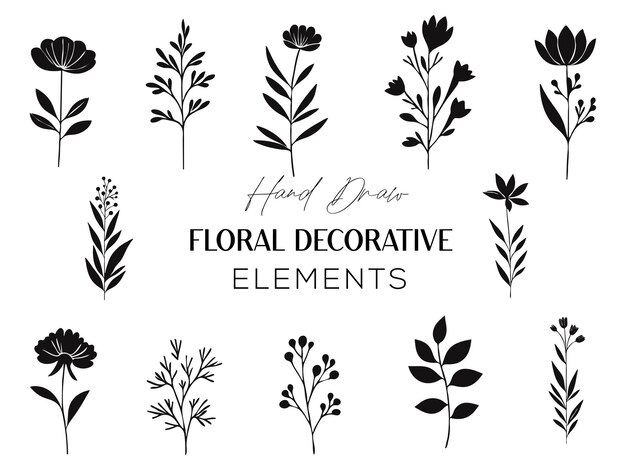 Vector set of vintage floral elements decoration elements for design invitation wedding cards valentines