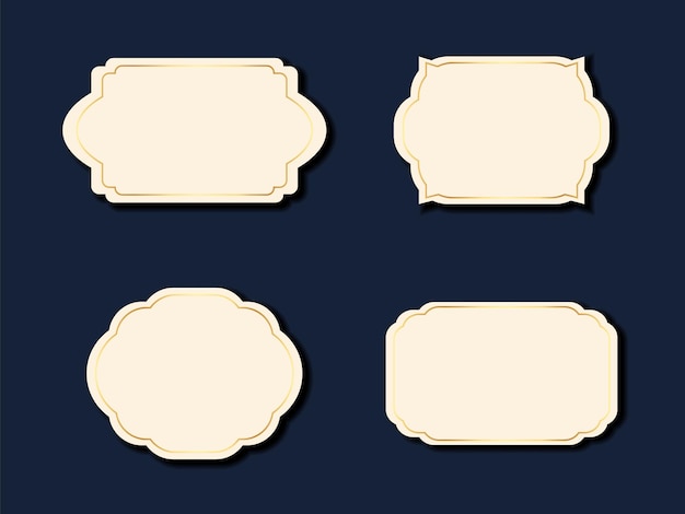 Set of vintage frames set of labels with golden outline