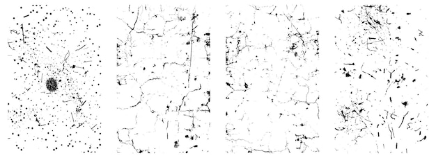Vettore set di texture vintage grunge distressed una raccolta di sovrapposizioni vettoriali in bianco e nero eps 10