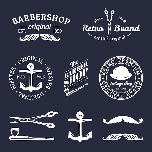 set vintage hipster logo's.