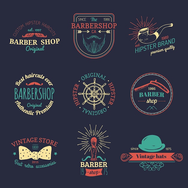 Vector set of vintage hipster logos.