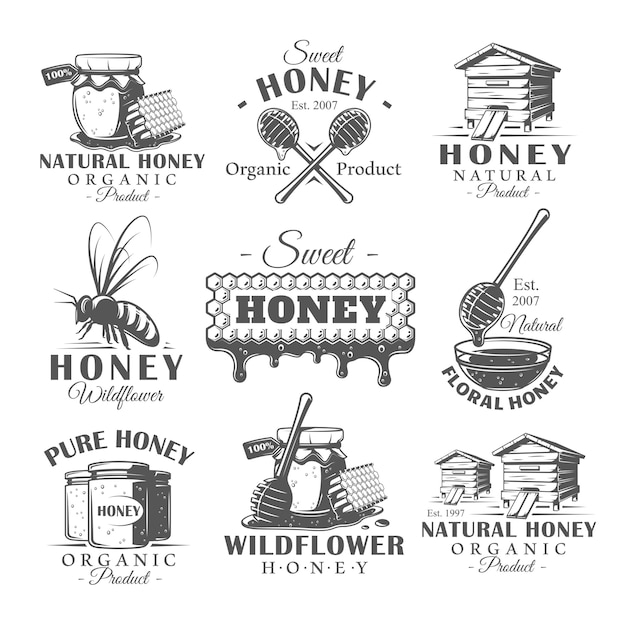 Vector set vintage honing etiketten