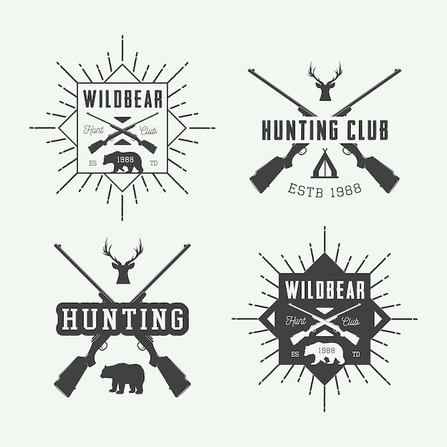 Vector set of vintage hunting labels, logo, badge and design elements. vector illustration