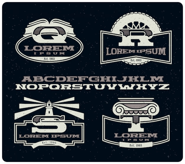 Vector set vintage insignes met lettertype