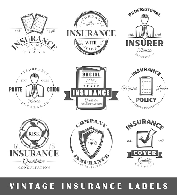 Set of vintage insurance labels