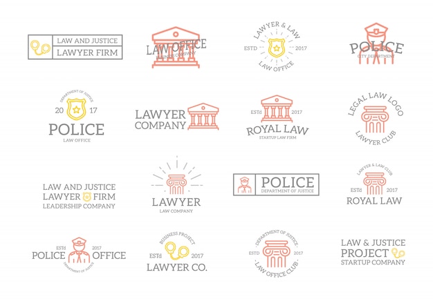 Set vintage Justitie emblemen en labels