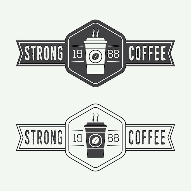 Set vintage koffie logo's, etiketten en emblemen. vector illustratie