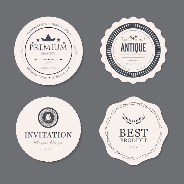 Vector set of vintage label old fashion badge. banner illustration.