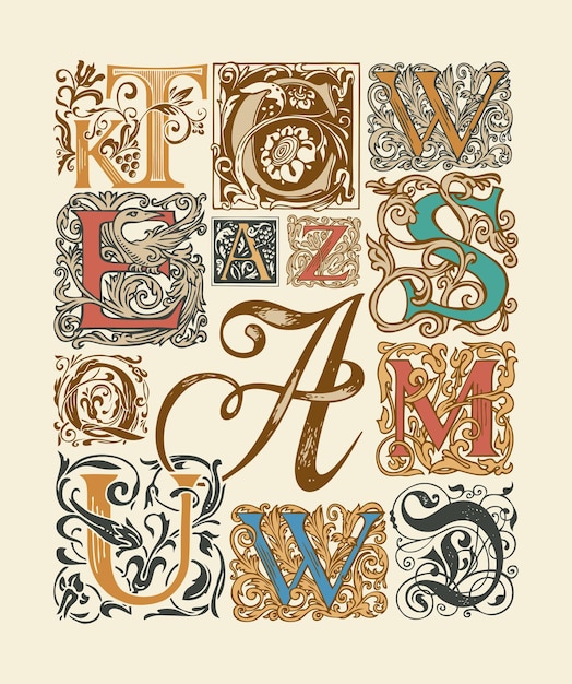 Vector set of vintage letters