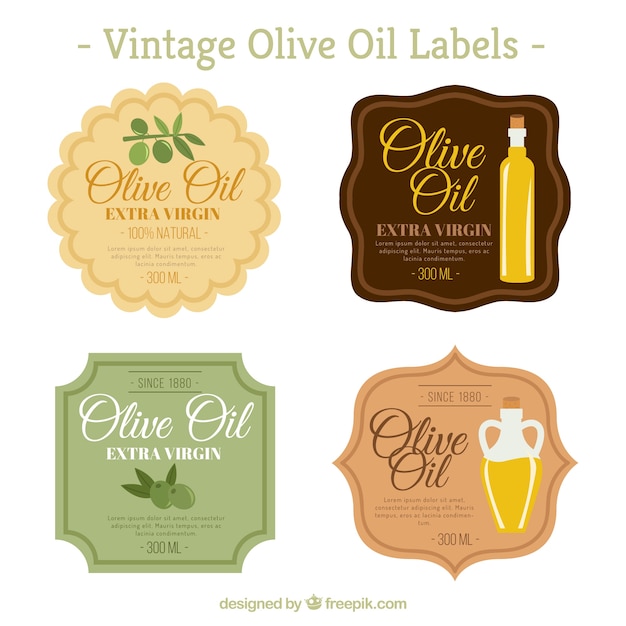 Set of vintage olive oil stickers
