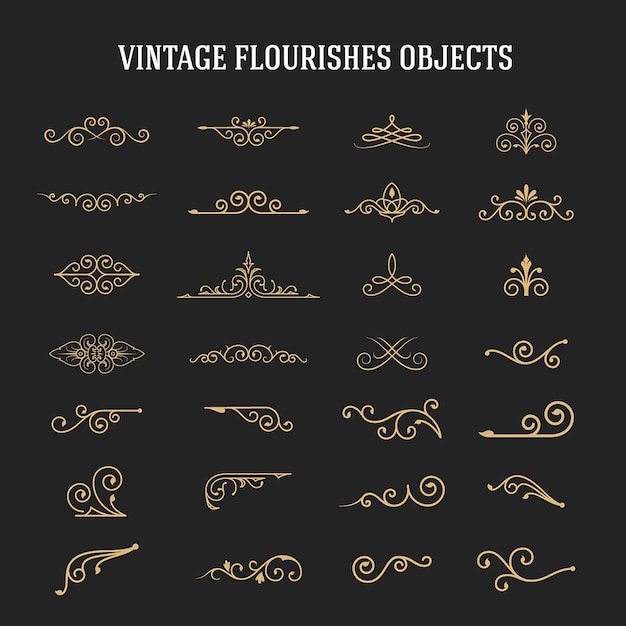 Vector set of vintage ornamental flourishes