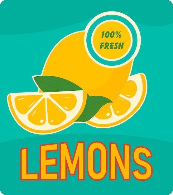 Set of vintage posters with lemons and mint