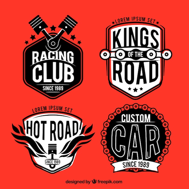 Set di badge da corsa d'epoca