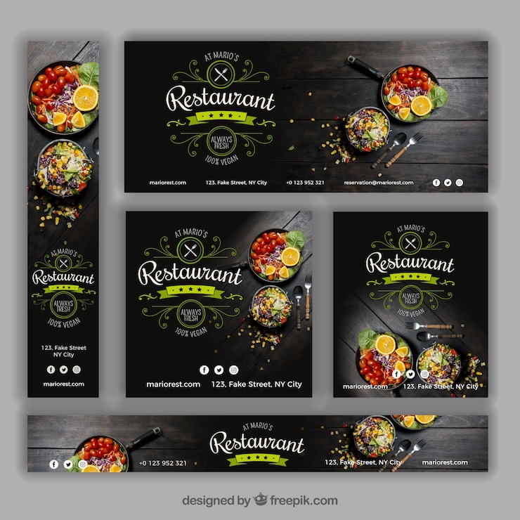 Vector set vintage restaurant banners