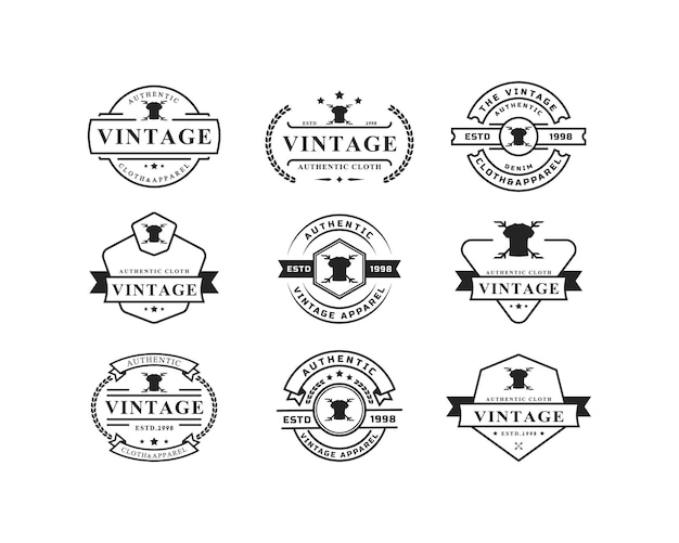 Set of vintage retro badge for clothing apparel logo emblem design inspiration