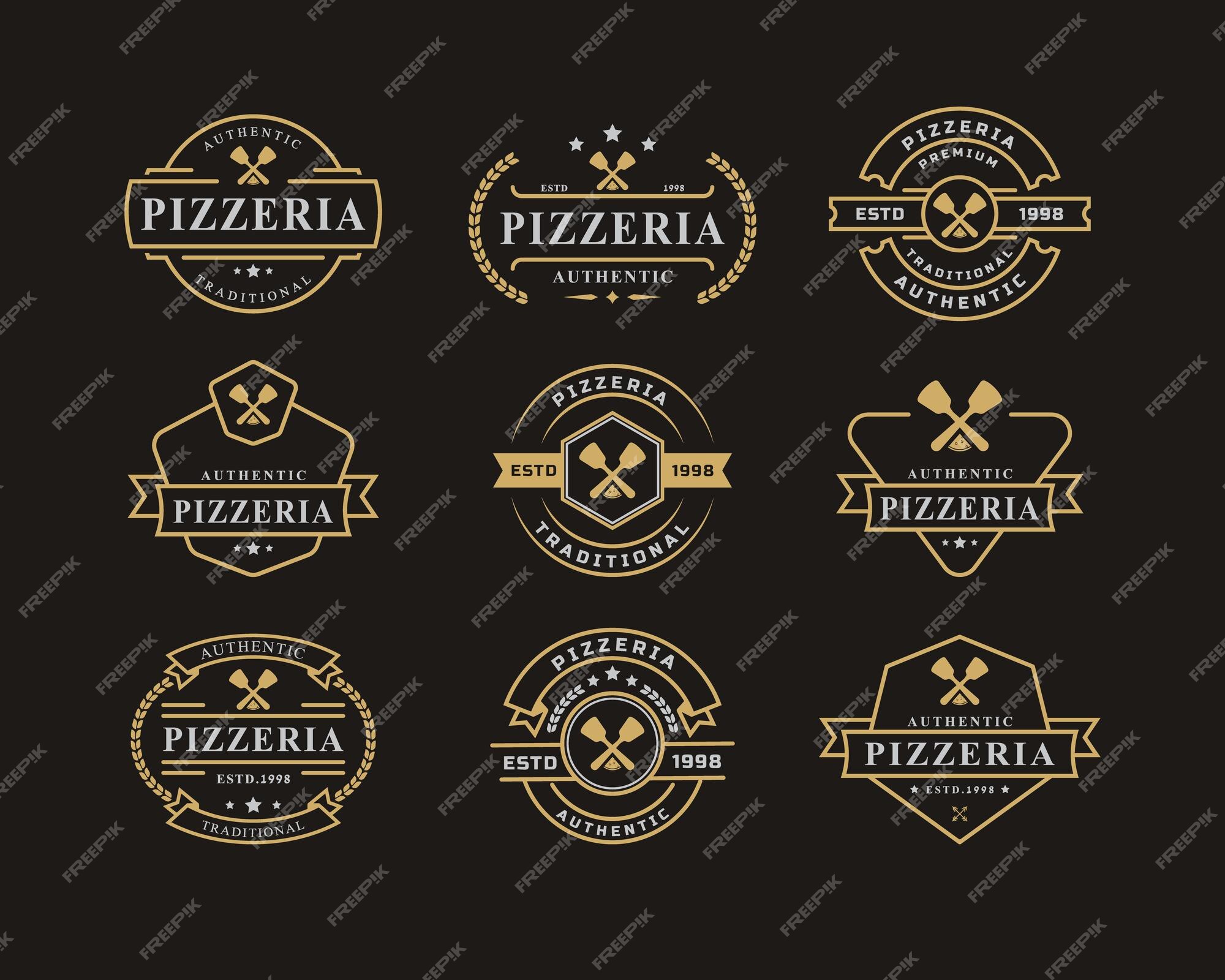 badge emblème classique vintage spatule pizza pizzeria logo design