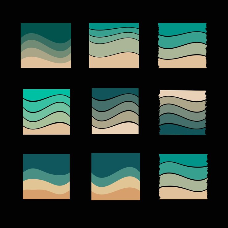 Vector set of vintage retro sunset vector background 70s 80s old color retro vintage striped vector