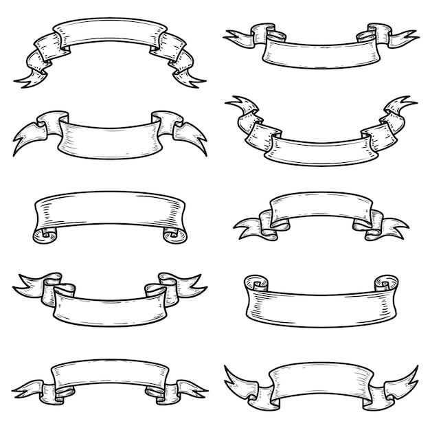 Vector set of vintage ribbons.  elements for logo, label, emblem, sign.  illustration