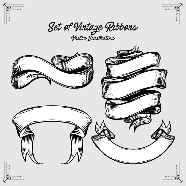 Vector set of vintage ribbons illustration