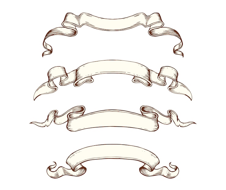 Vector set of vintage ribbons vector