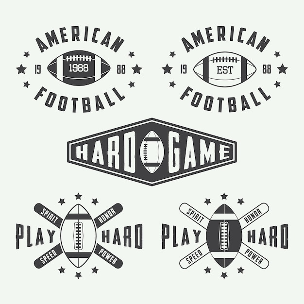 Set vintage rugby en american football labels, emblemen en logo. vector illustratie