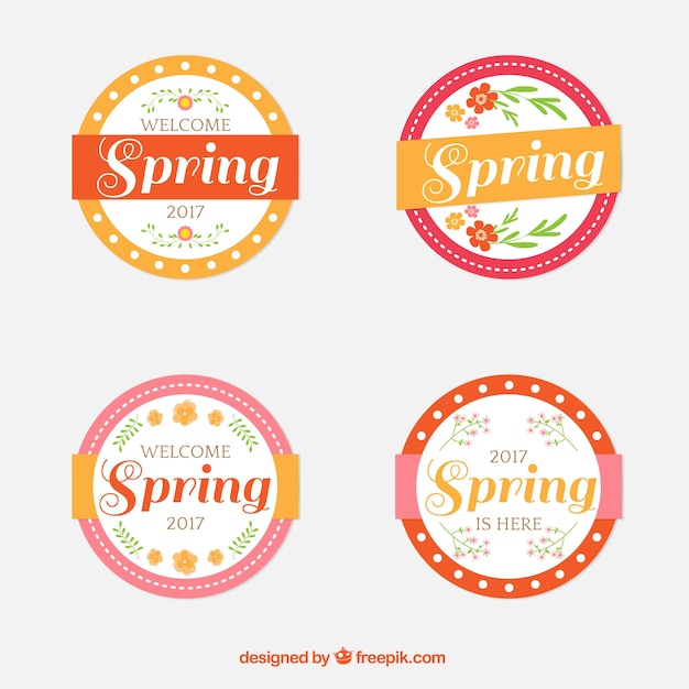 Vector set of vintage spring stickers