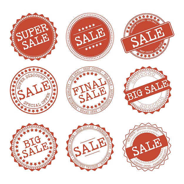 Vector set of vintage stamps for price tags sale