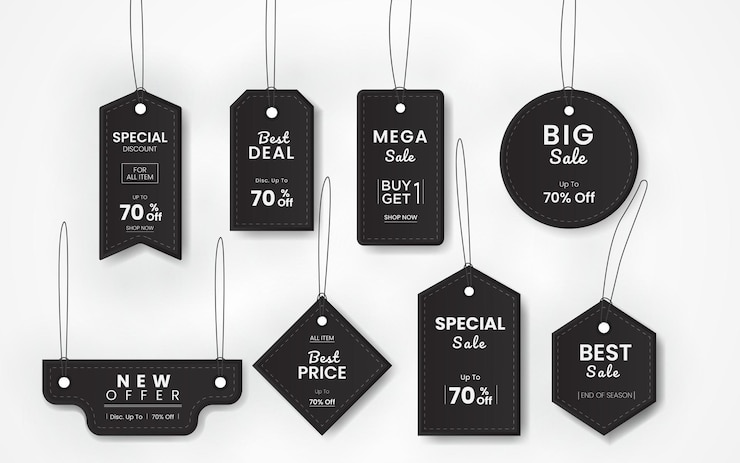 Vector set vintage style hanging sales label
