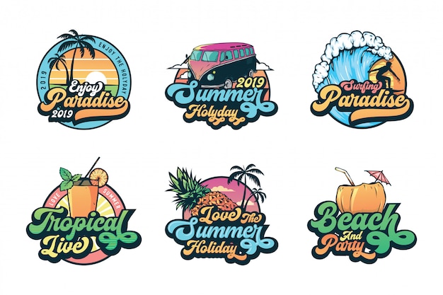 Premium Vector Set Of Vintage Summer Badges Labels Emblems And Logo