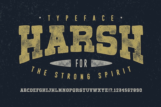 Vector set of vintage textured font