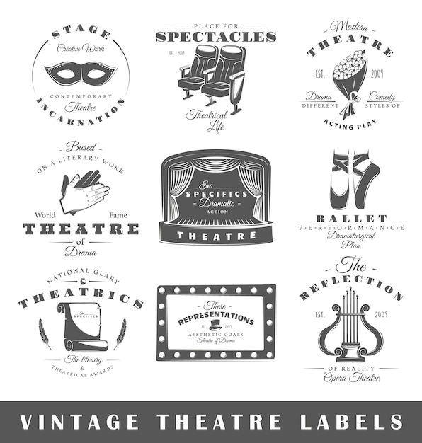 Set of vintage theatre logos