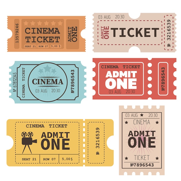 Set of vintage tickets. flat