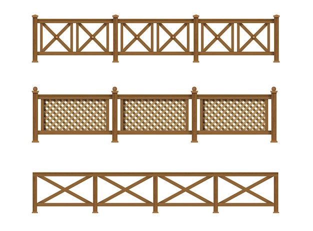 Набор старинных деревянных заборов из дерева