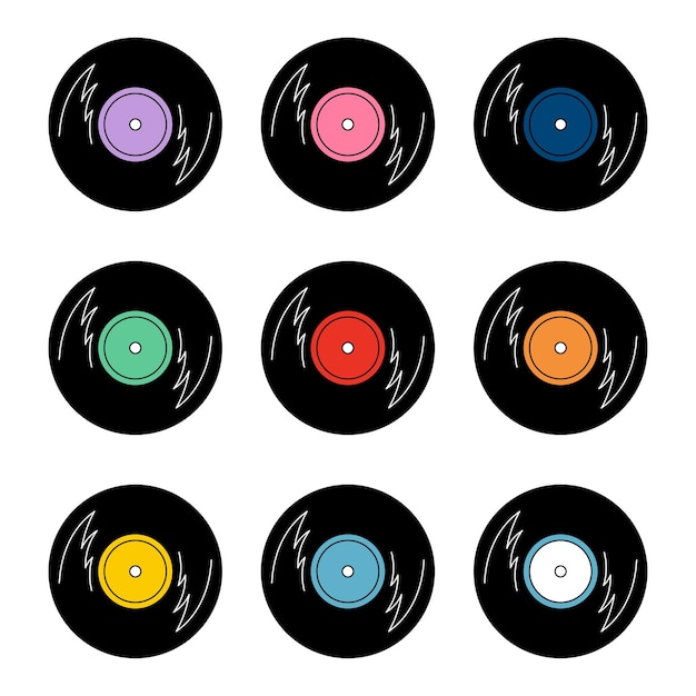 Vector set of vinyl records