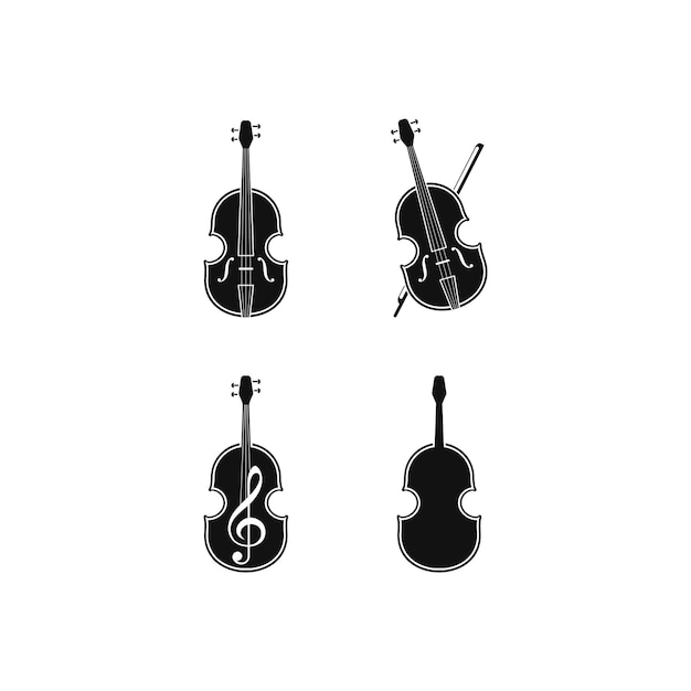 Vector set of violin logo instrumental icon illustration