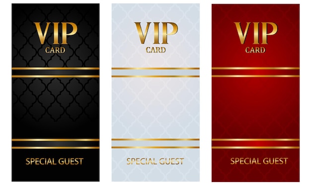 Set di carte vip in nero rosso argento special guest